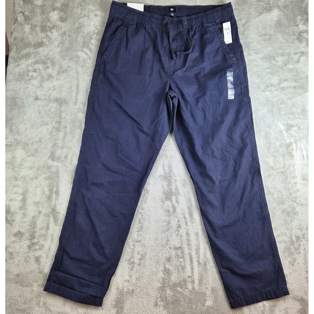 Gap Pants Mens XL 36x32 Tapestry Navy Blue Elastic Waist Pull‎ On Comfort NEW
